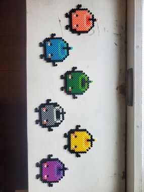 Colorful Perler Junimo - Orange, Blue, Green, Gray, Yellow, Purple